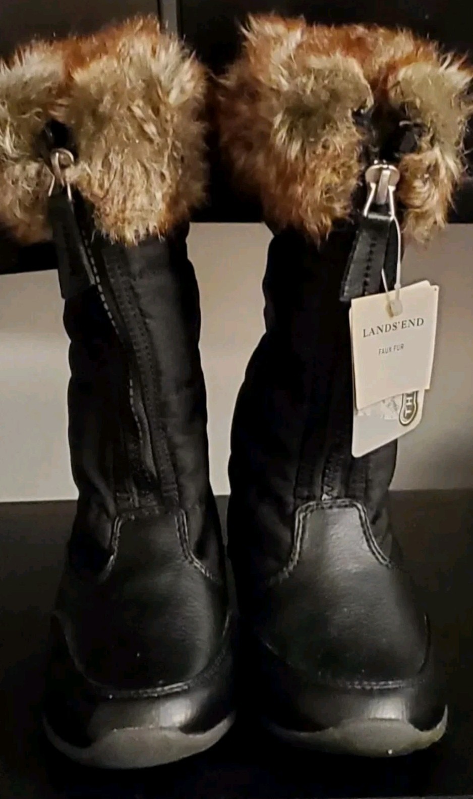 New Lands End Black BOOTS sz 9 Tristan THERMOLITE Wedge Action Winter girl