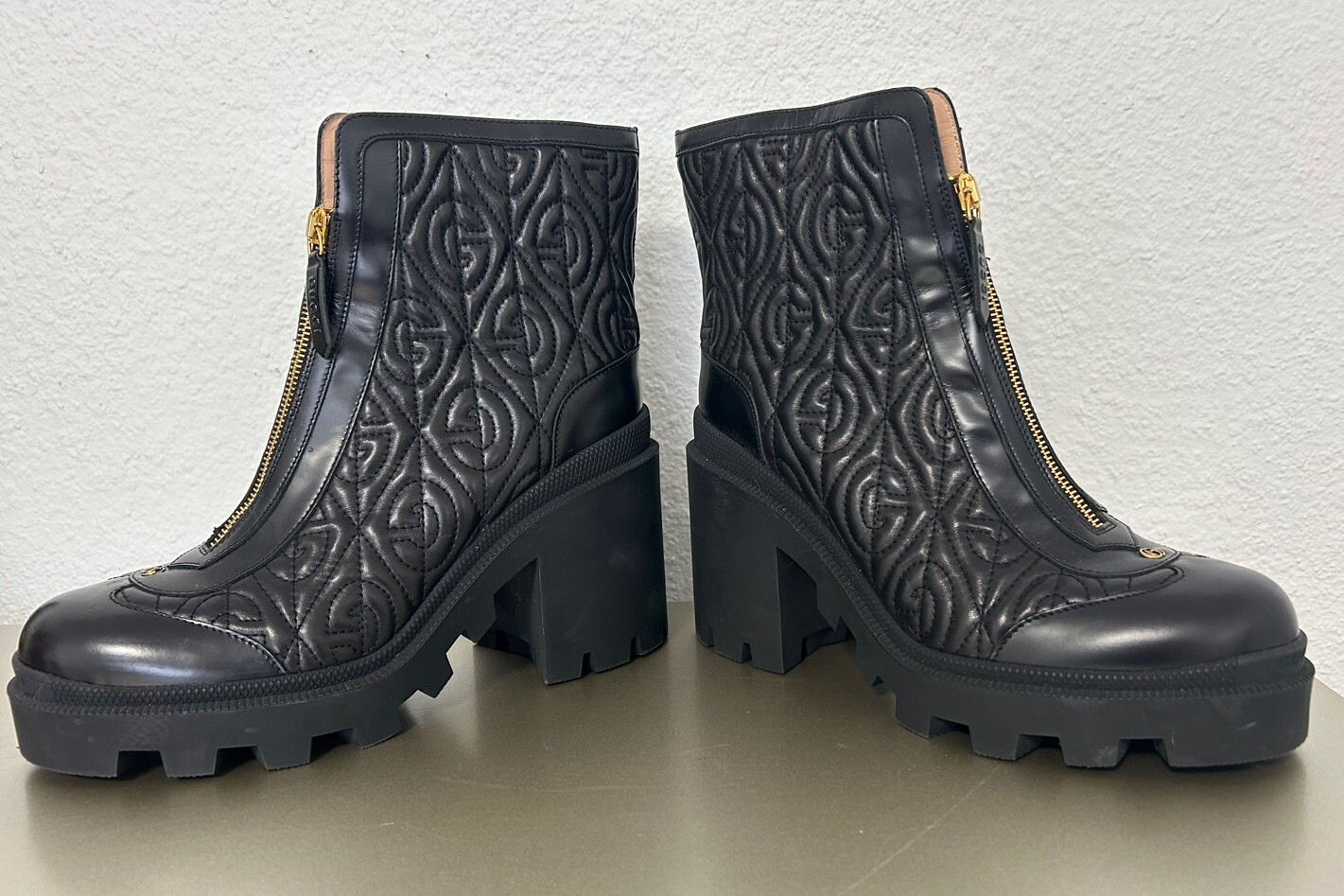 Quilted monogram gucci women boots size 8