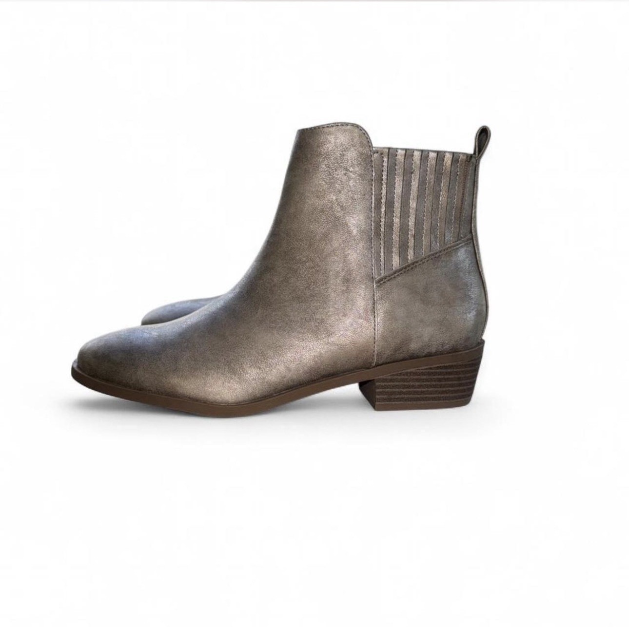 Wonder Nation Girls Boots Size 6 Metallic Taupe Gray Ankle Chelsea Booties