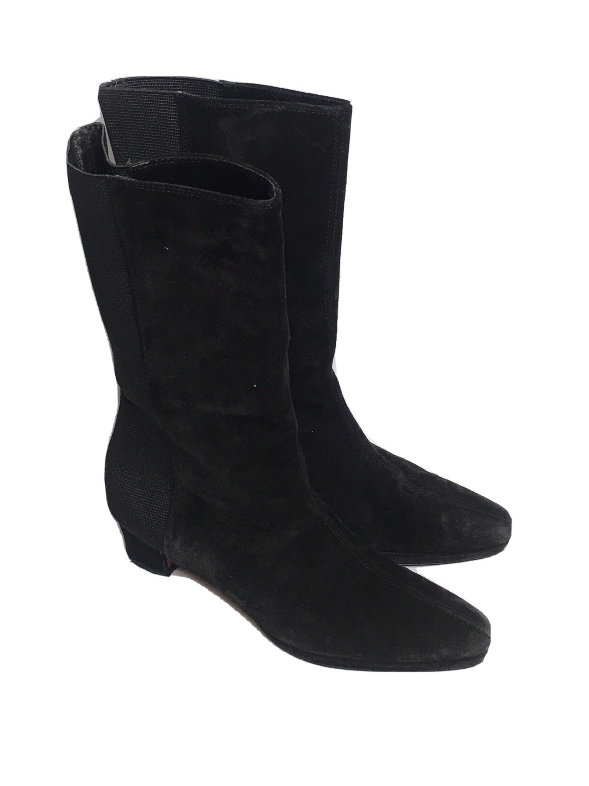 BLACK SLIP ON WOMEN BOOTS 7.5 N MADE IN ITALY