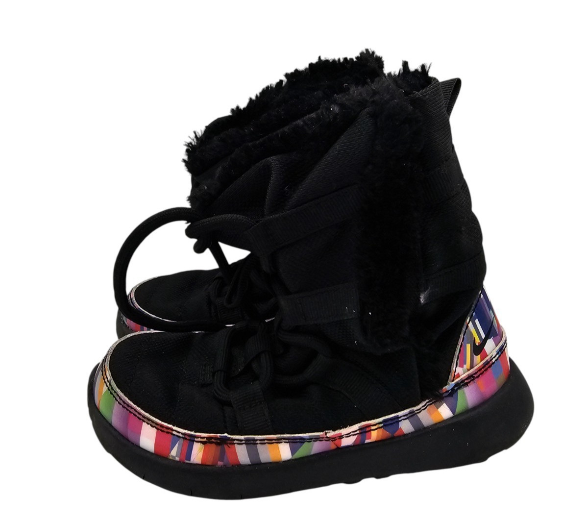 NIKE Girls Winter Boots Sneakers Pull On Black Pink Size 11 Toddler
