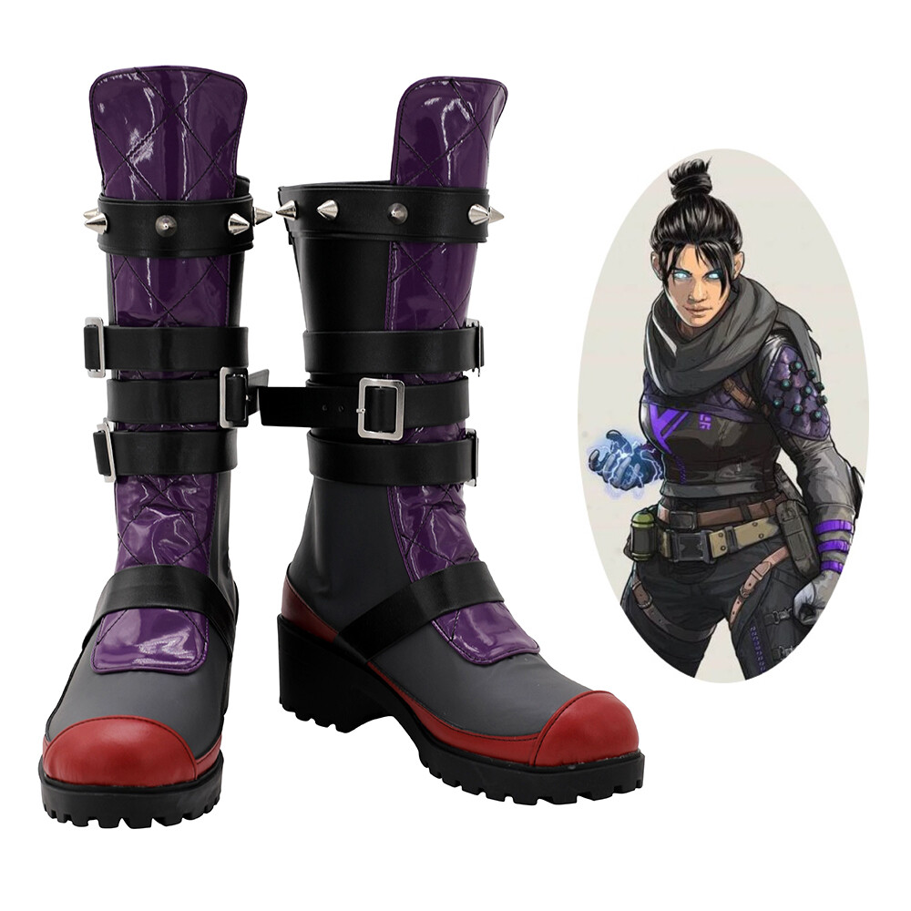Apex Legends Wraith Shoes Cosplay Women Boots Renee Blasey Purple Shoes