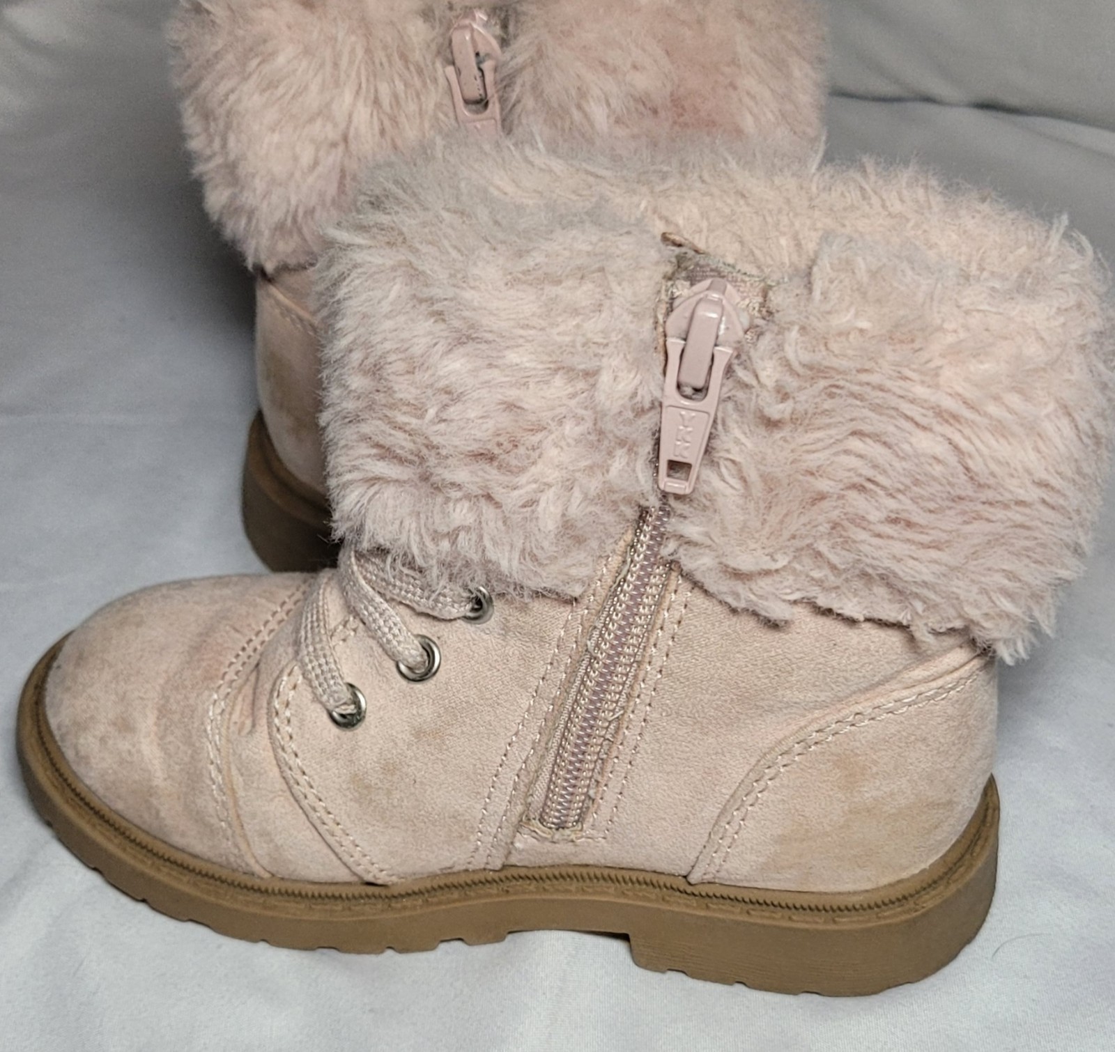 Toddler Girls Boots Size 8 Old Navy Light Pink Suede-like Faux Fur Top Fashion