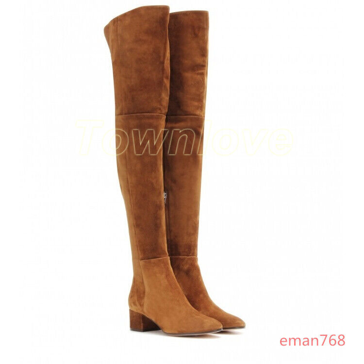Women’s Winter Suede Leather Shoes Over The Knee Thigh High Boots Fashion Lady’s