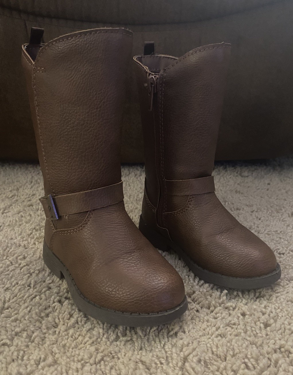 Oshkosh B’Gosh Girls Brown Zip Up Boots Size 6M Excellent Condition