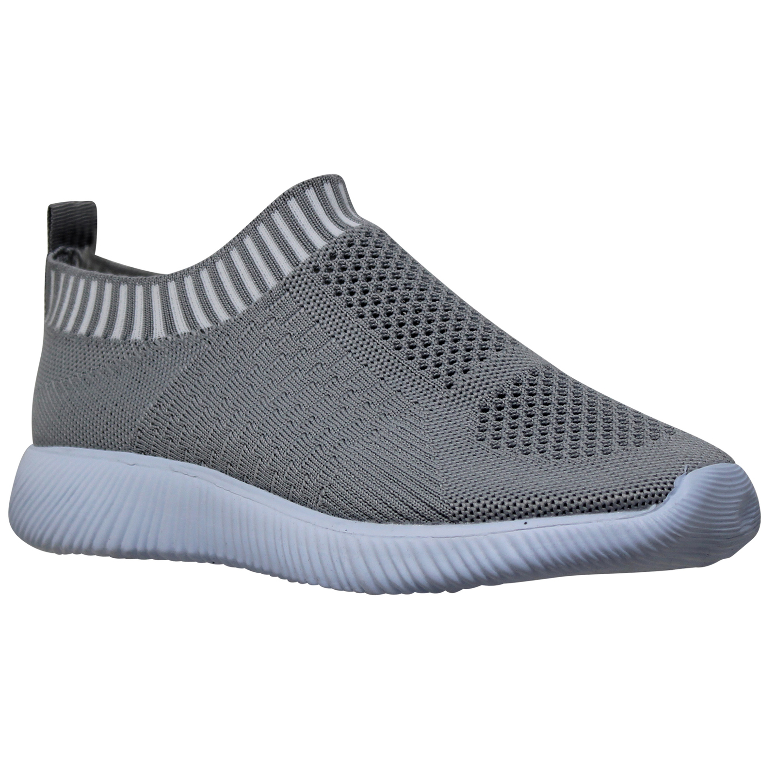 Women’s Lightweight Fashion Sneakers Walking Running Shoes Striped Cuff Gray
