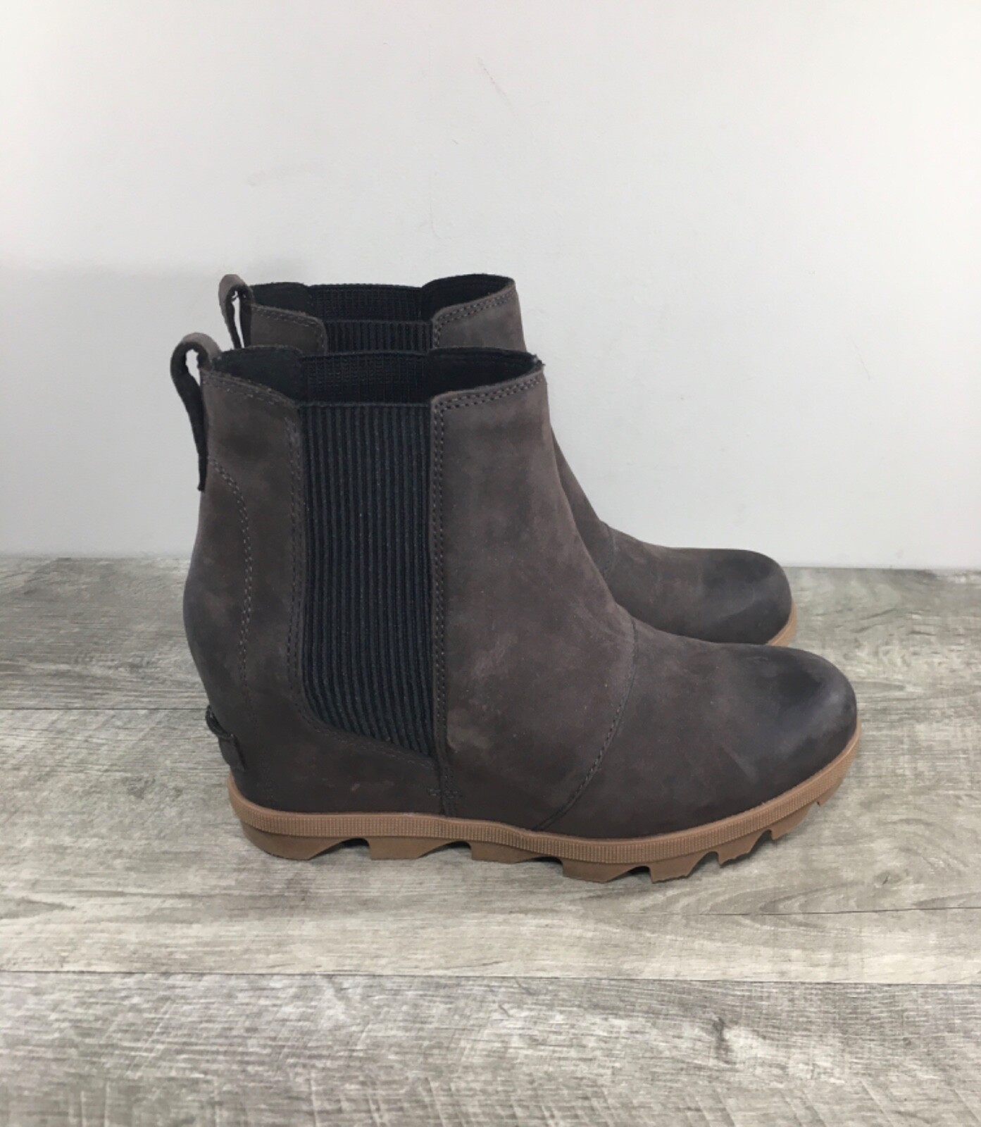 Women Sorel NL3754 Brown Leather Joan of Arctic II Chelsea Winter Snow Boots 7.5