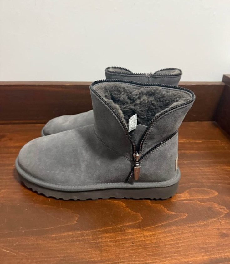 UGG MINI FLORENCE WOMEN BOOTS SUEDE CHARCOAL Gray US 9