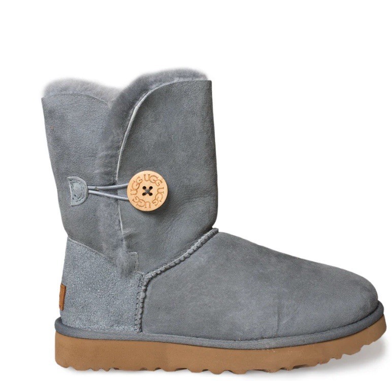 UGG BAILEY BUTTON II WOMEN SHORT BOOTS SUEDE GEYSER US 6 /UK 4 /EU 37 /JP 23