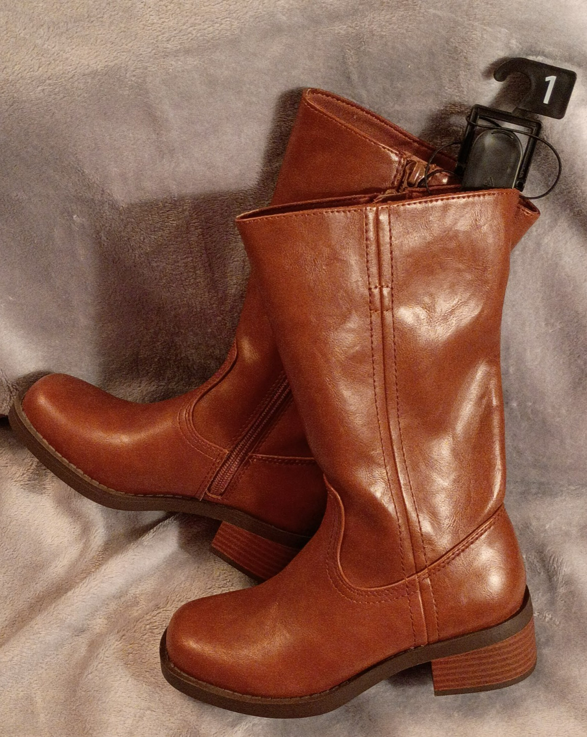 NEW Wonder Nation Brown Tall Faux Leather Riding Boots Girls Sz 1 Youth Western