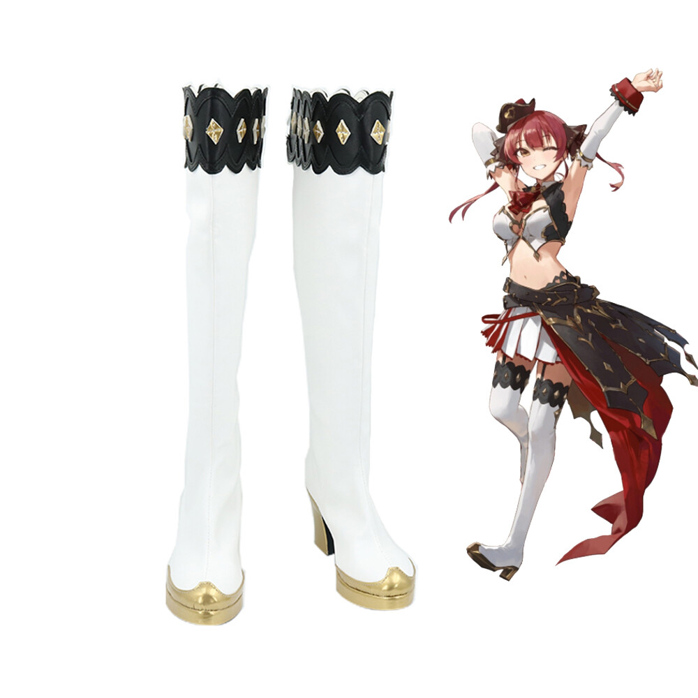 Hololive Vtuber Shoes Cosplay Women Boots White Houshou Marine Shoes