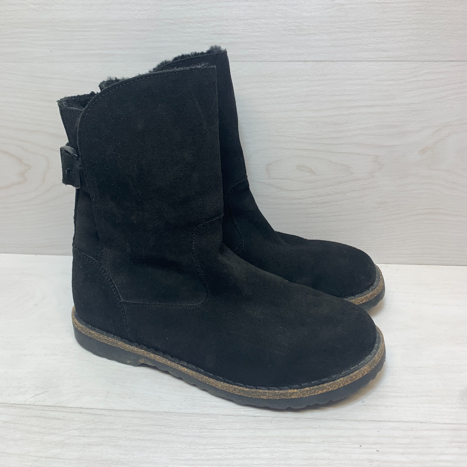 Birkenstock Uppsala Shearling Pull On Boots Women’s Size 8 Black Suede Mid High