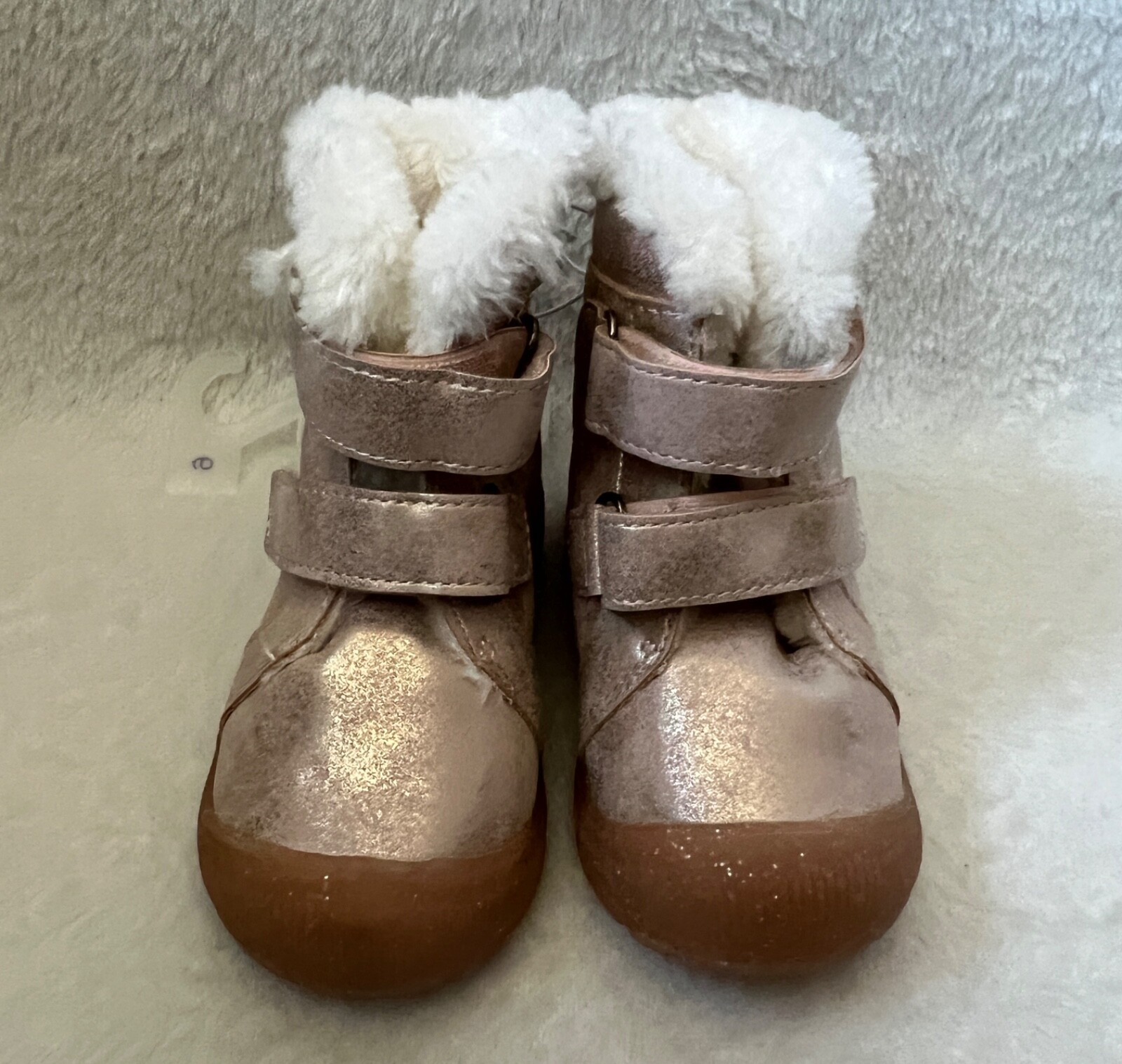 Cat & Jack Toddler Girls Winter Boots Size 6 Eli Faux Fur Shimmer Rose Gold Pink