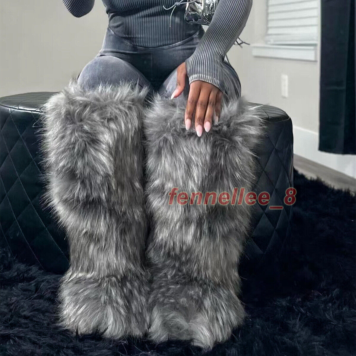 New Knee High Boots Winter Boots Warm Imitation Fox Fur Thicken Warm Women Boots
