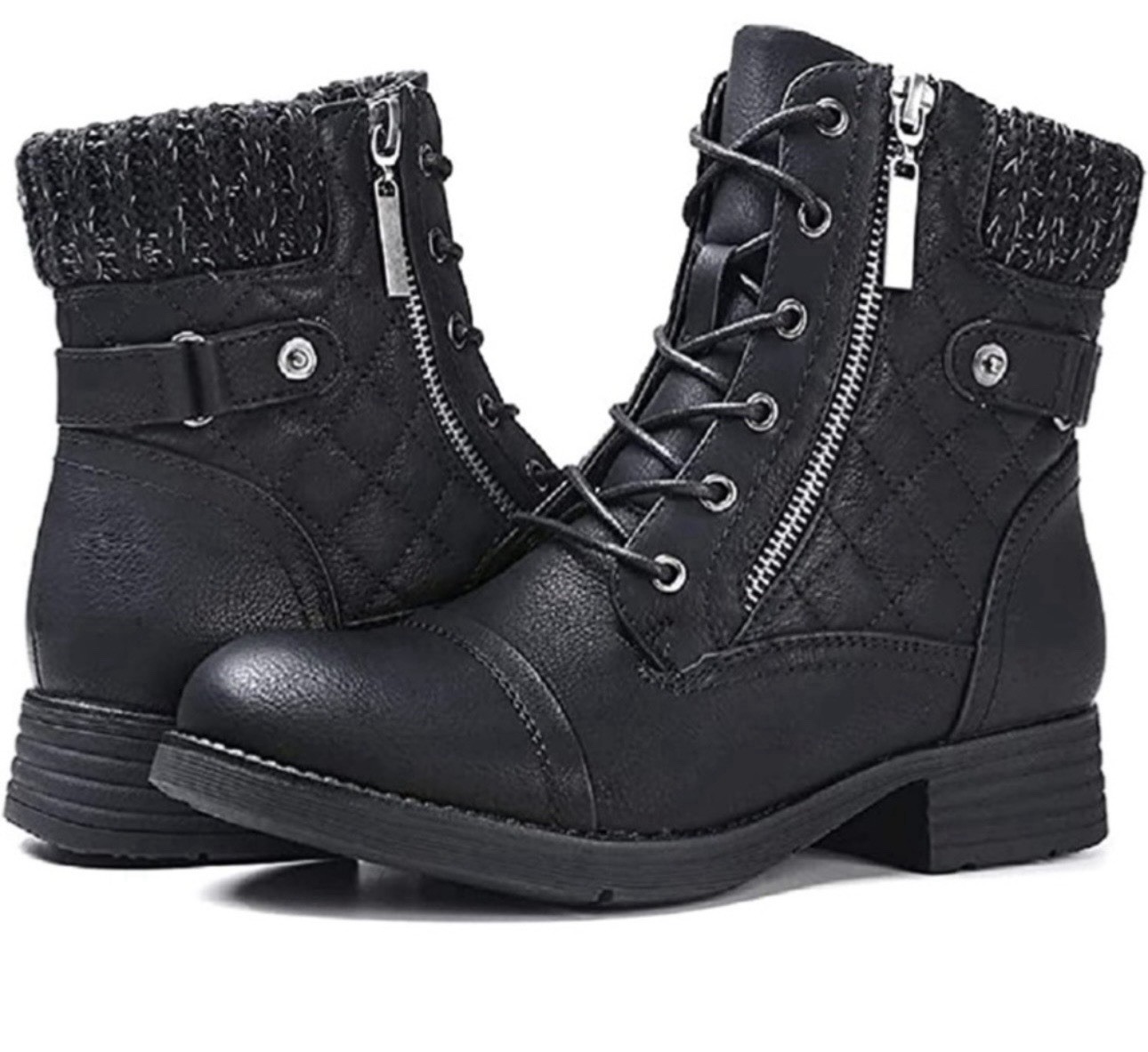 STQ  Boots for Women  Winter Boots Quilted Black Boots Size 11