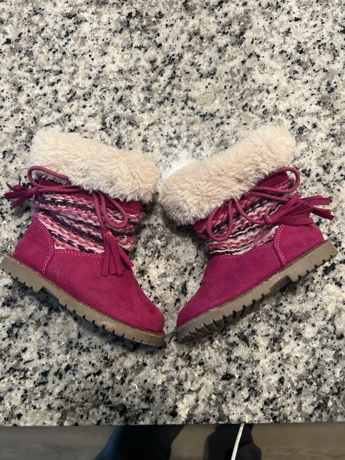 Magellan Toddler Girls Size 5 Pink Faux Fur Winter Boots Side Zip