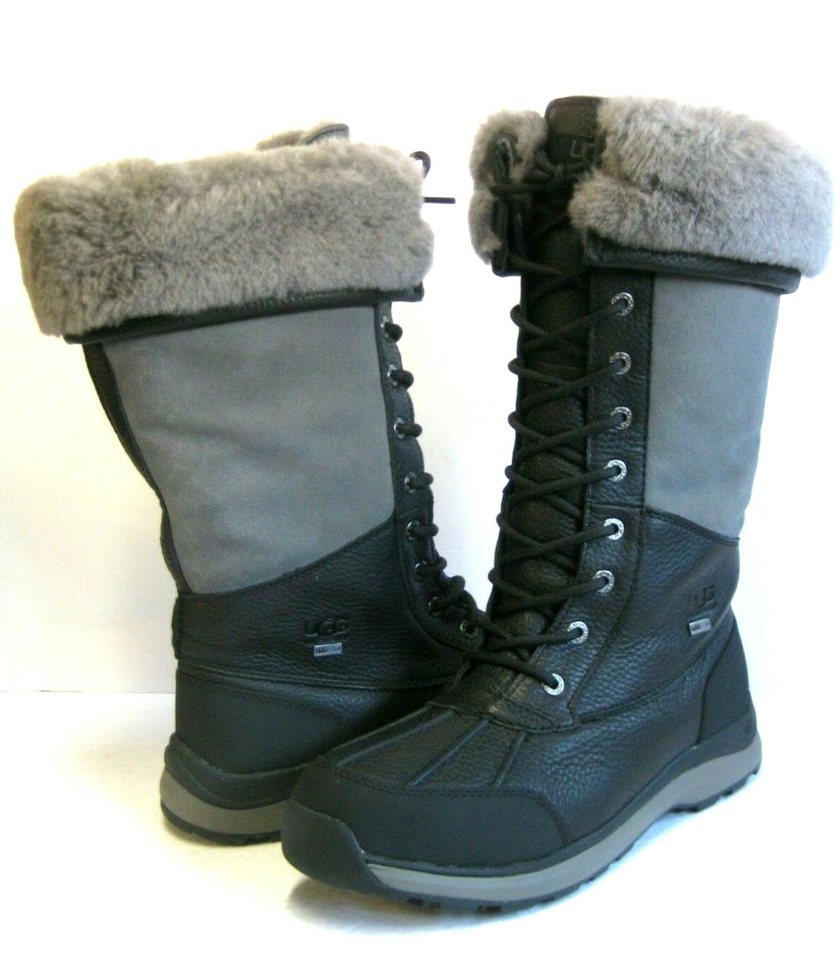 UGG ADIRONDACK TALL III WOMEN WINTER BOOTS LEATHER BLACK US 9.5/ UK 7.5 /EU 40.5