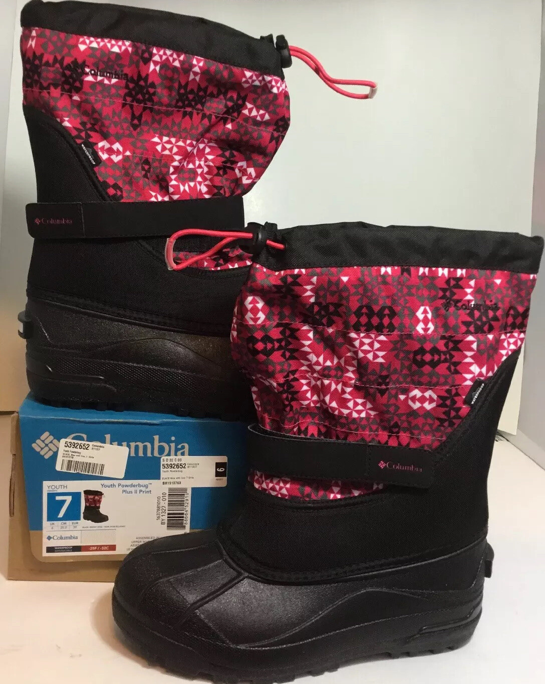 NEW COLUMBIA Girls Winter Boots Youth Size 7 Black Waterproof Felt Lined Shoes