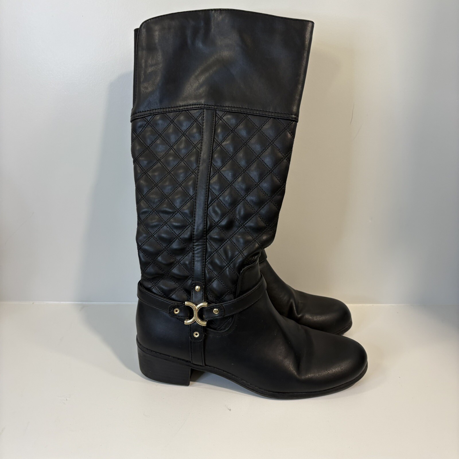 Black Quilted Leather Charter Club HELENN WOMEN BOOTS SIZE 8