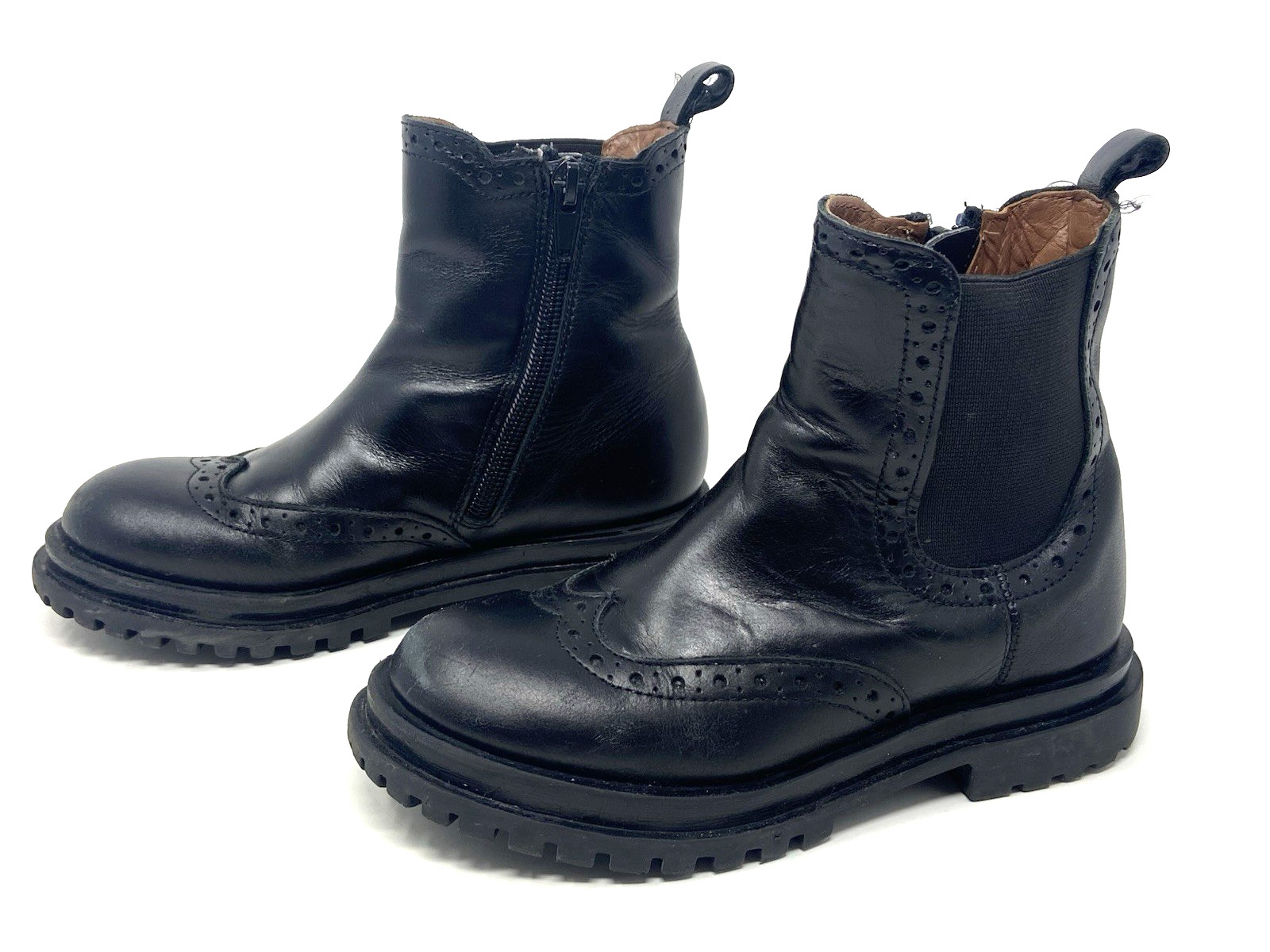 Zara Little Girls Boots ZIP UP Black Ankle Kids Size US 11.5 / Eur 29
