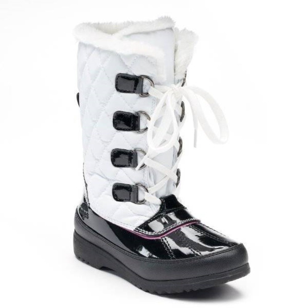 Girls Winter Boots 12t White Quilted Waterproof Fx Leather Totes Kayla Toddler