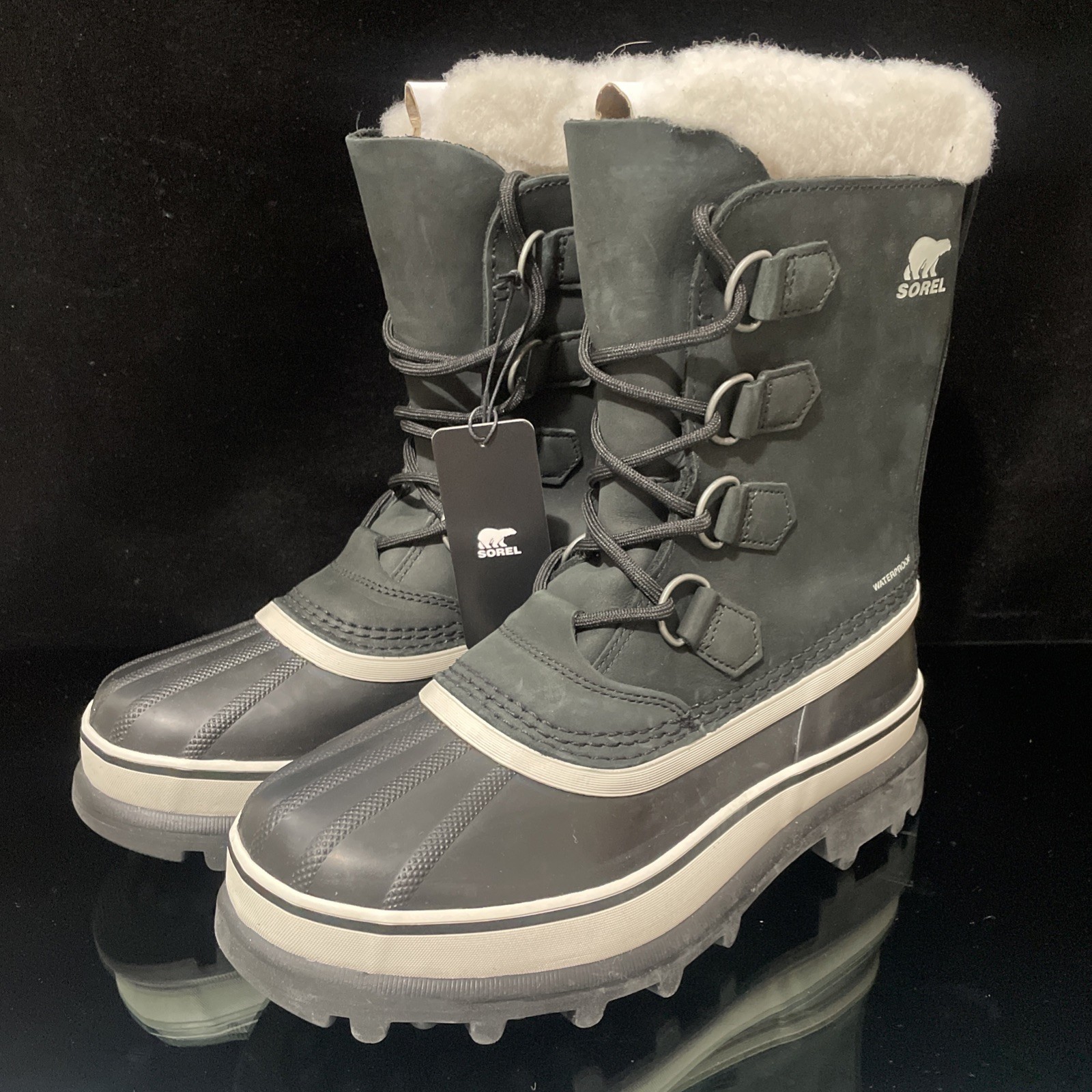 SOREL Caribou WP Size 8 Black Waterproof for Heavy Snow Women Boots NWB