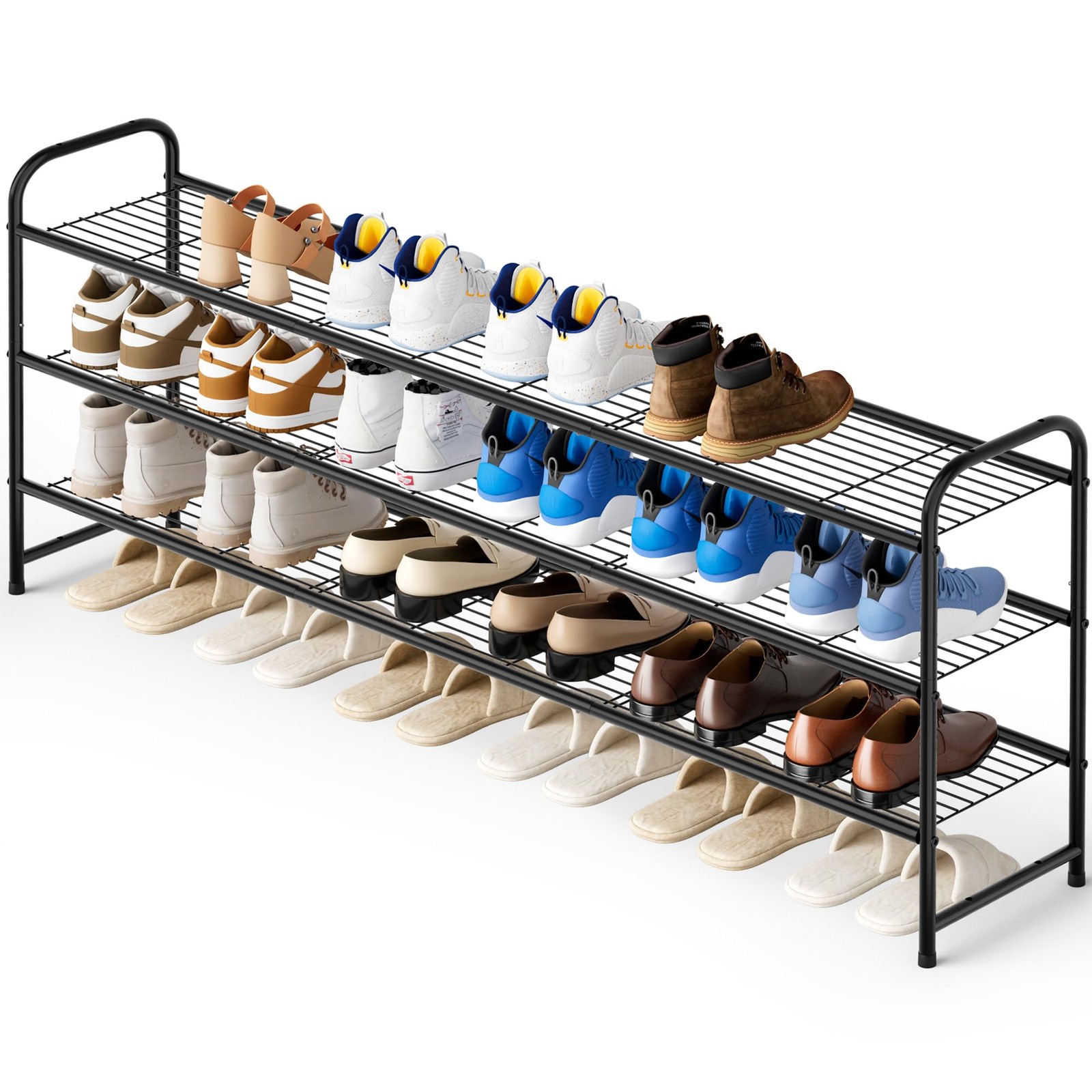 KEETDY 3-Tier Long Shoe Rack for Closet Metal 11.4x43x24.4, Black