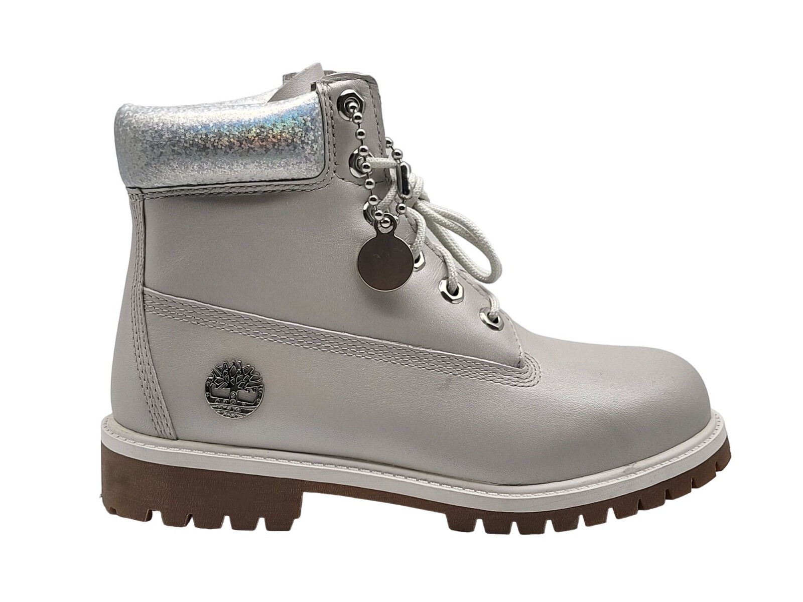 Timberland Premium 6 Inch Waterproof Boots Women 7 Light Gray Silver A5SUW