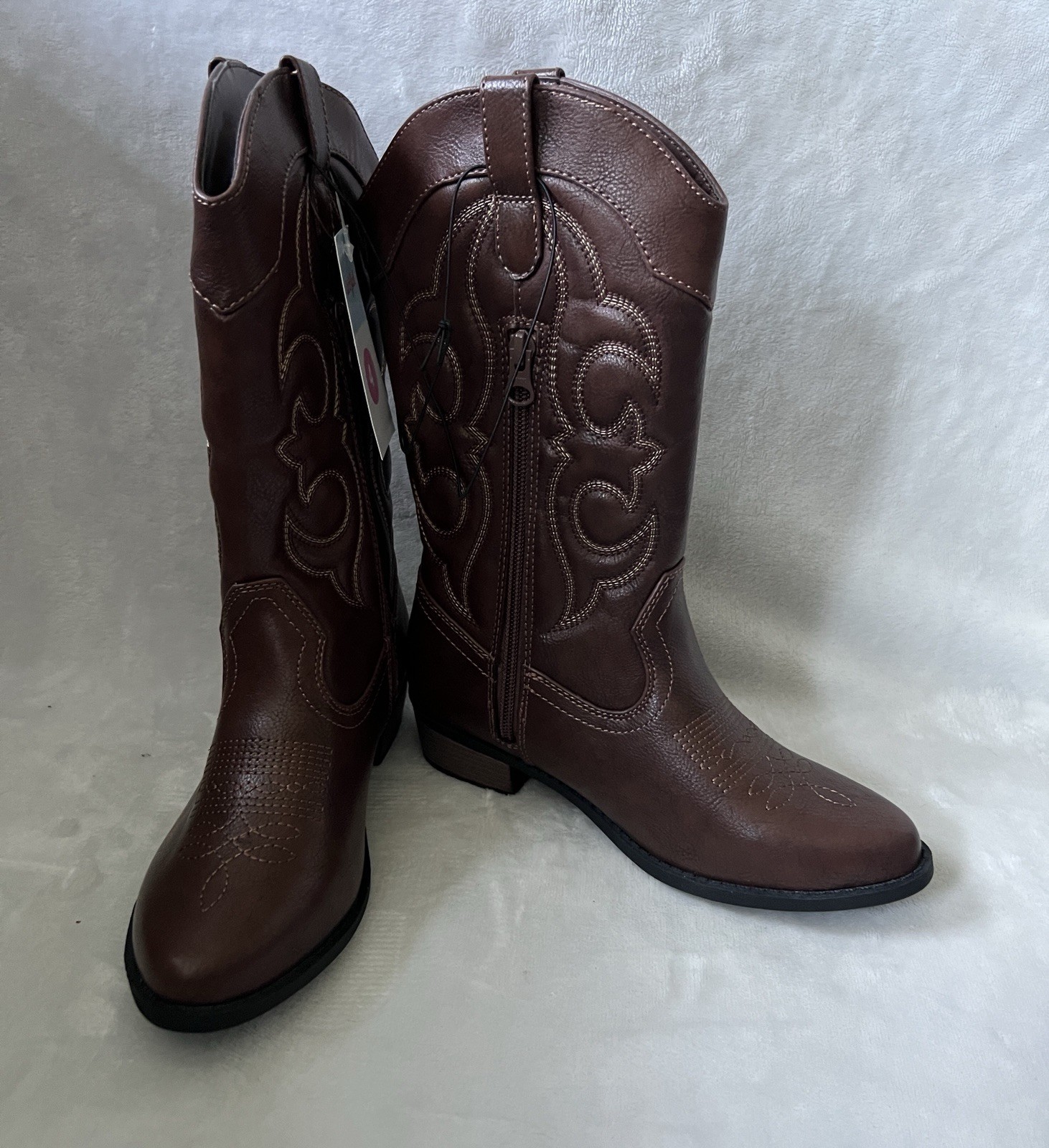 Cat & Jack Western Boots Montana Girls Sz 4 Cowgirl Zipper Brown