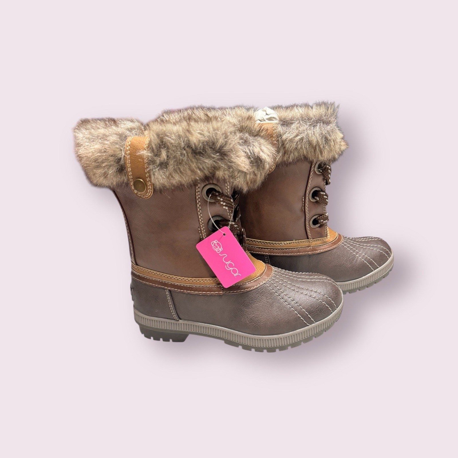 Girls’ Winter Boots with Fur Trim Warm Snow Shoes