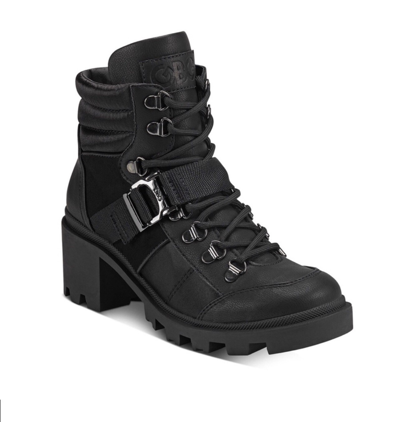Women Boots Guess Lace Up Combat Black Size 8.5 ROLLIN **different Lace **