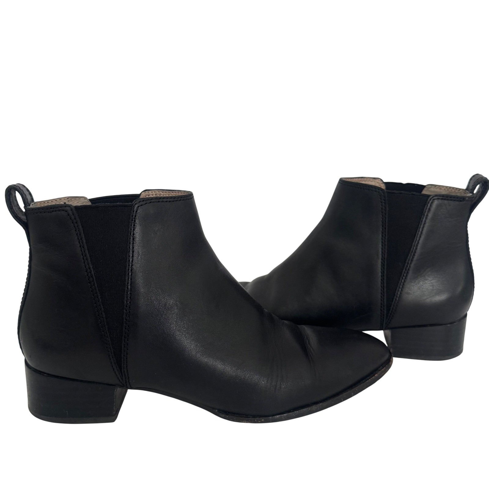 Madewell Leather Carina Ankle Boots Chelsea Block Heel Women Size 8 Boot