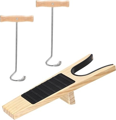 Set of 3 Wooden Boot Jack Boot Remover Hooks for Work/Cowboy Boots, Indoor Outdo