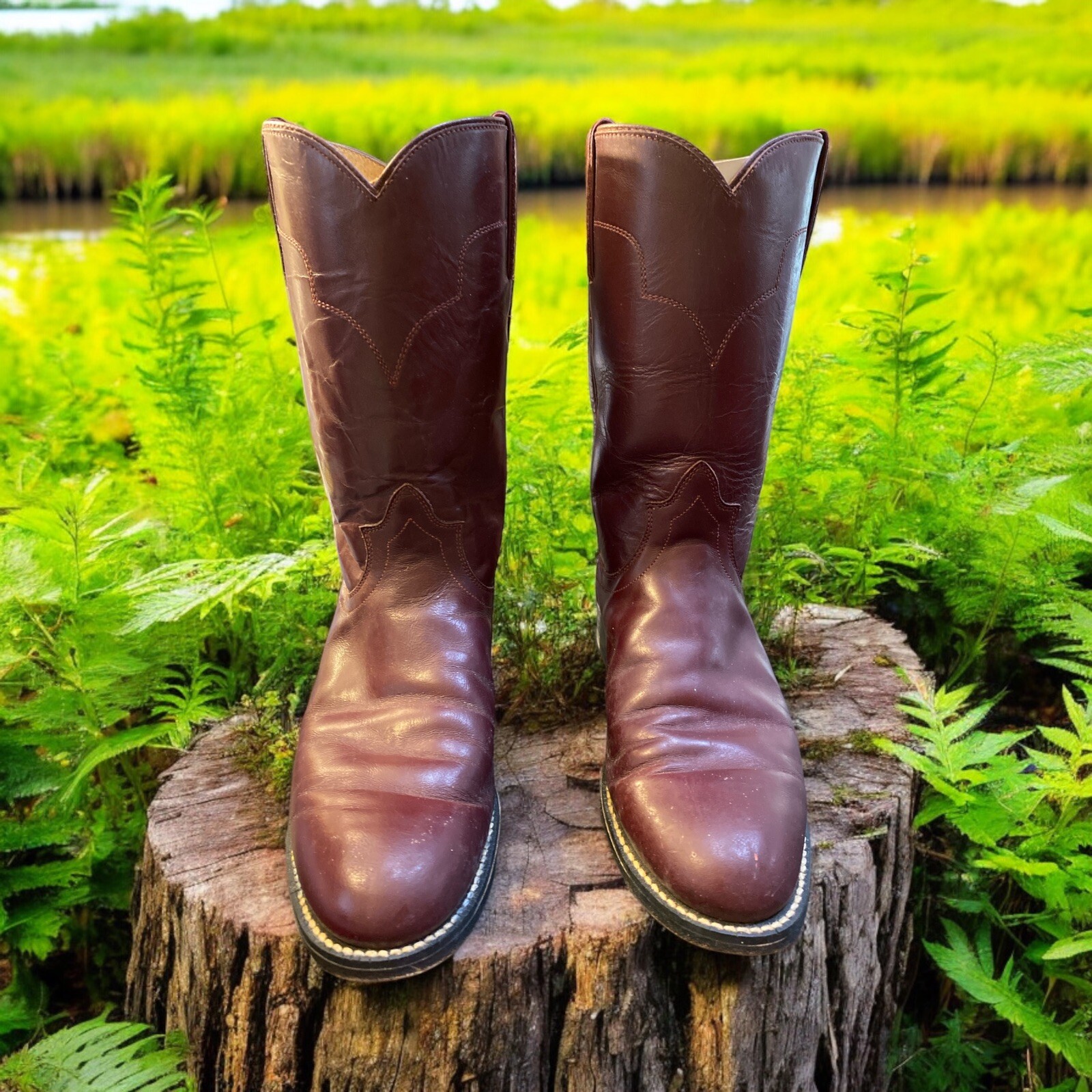 Tony Lama Red Burgundy Leather Western Cowboy Rodeo Work Women Boots SZ 7