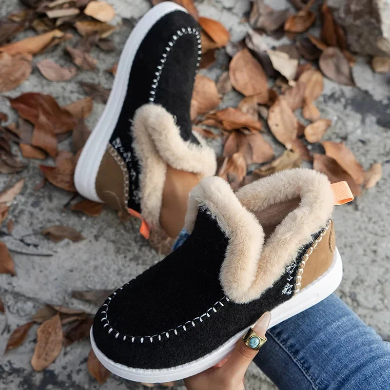 Women Winter Boots Fur Lined Warm Snow Ankle Shoes Waterproof