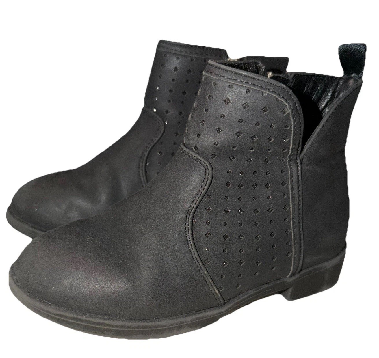 Girls Size 11C Black Ankle Booties Boots Side Zip Little Kids