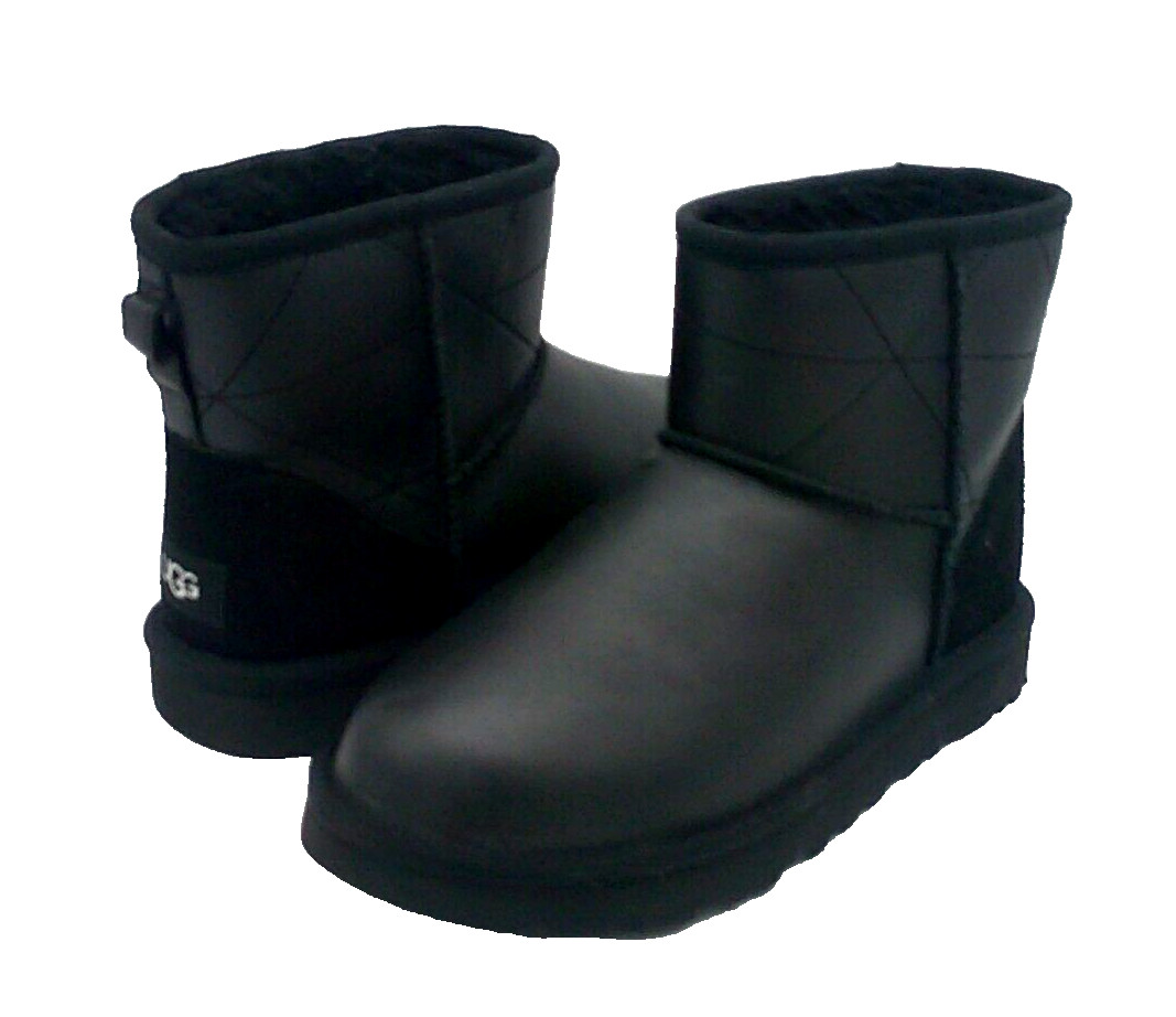 UGG CLASSIC MINI PEARLIZED WOMEN BOOTS LEATHER BLACK US 6/UK 4 /EU 37 /JP 23