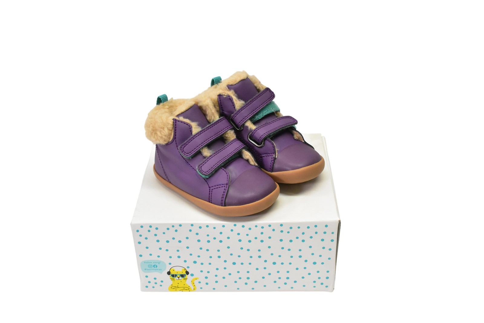Ten Little Girls Boots 6.5 Purple Shearling Lined Everyday High Top Hook & Loop