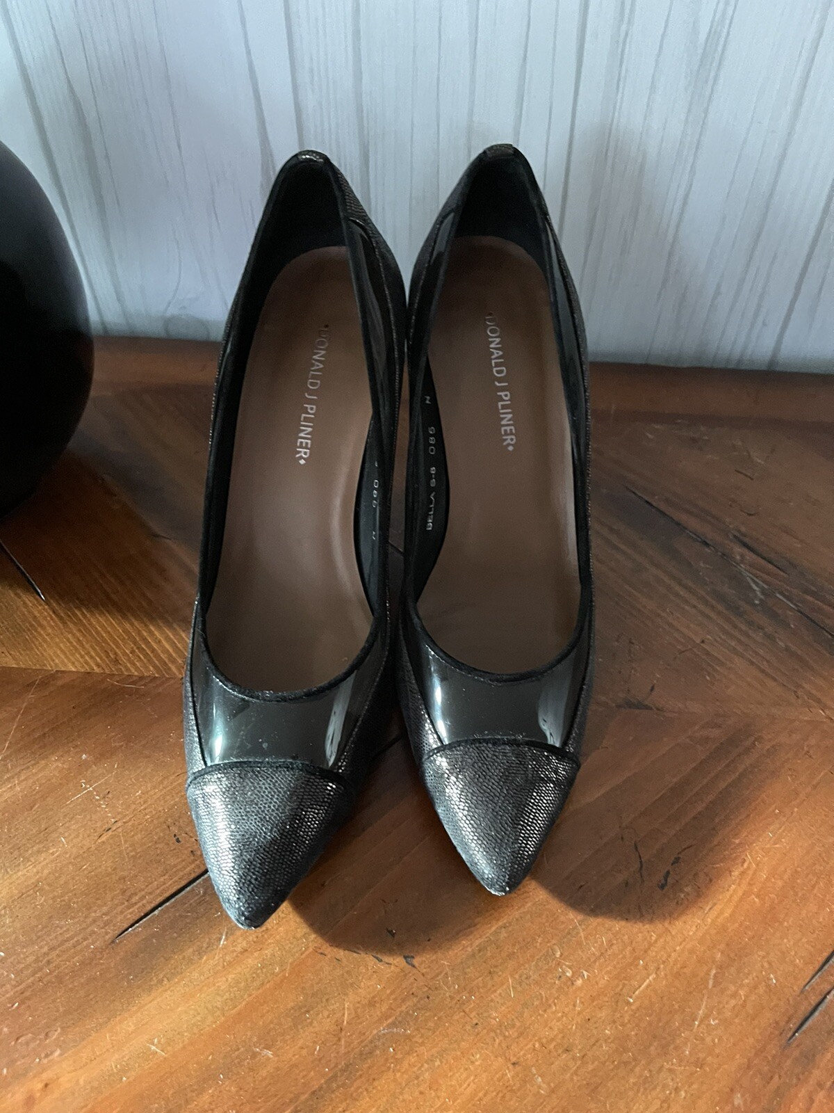 Donald J Pliner Shoes Women Boots Leather Pumps Metallic Toe Smoke 8.5 N