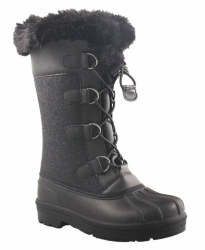 Cat & Jack Big Girls Youth Black Constance Faux Fur Winter Waterproof Snow Boots