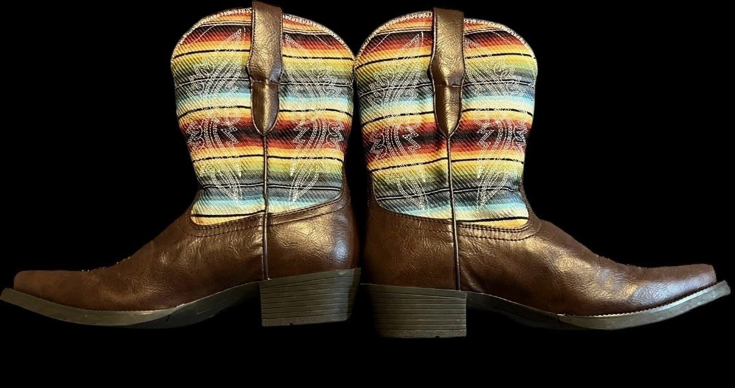 Ariat Girls Serape Western Boot Size 2 Cowboy Brown Aztec 4LR Leather Square Toe