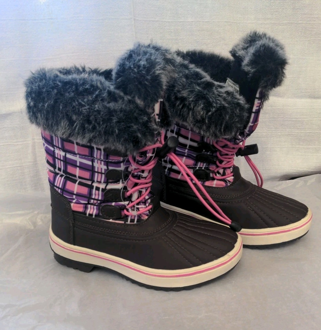 Tamarack Girls, Kids, Winter Boots Size 13 Plaid-Mid Calf Pink, Rubber Sole