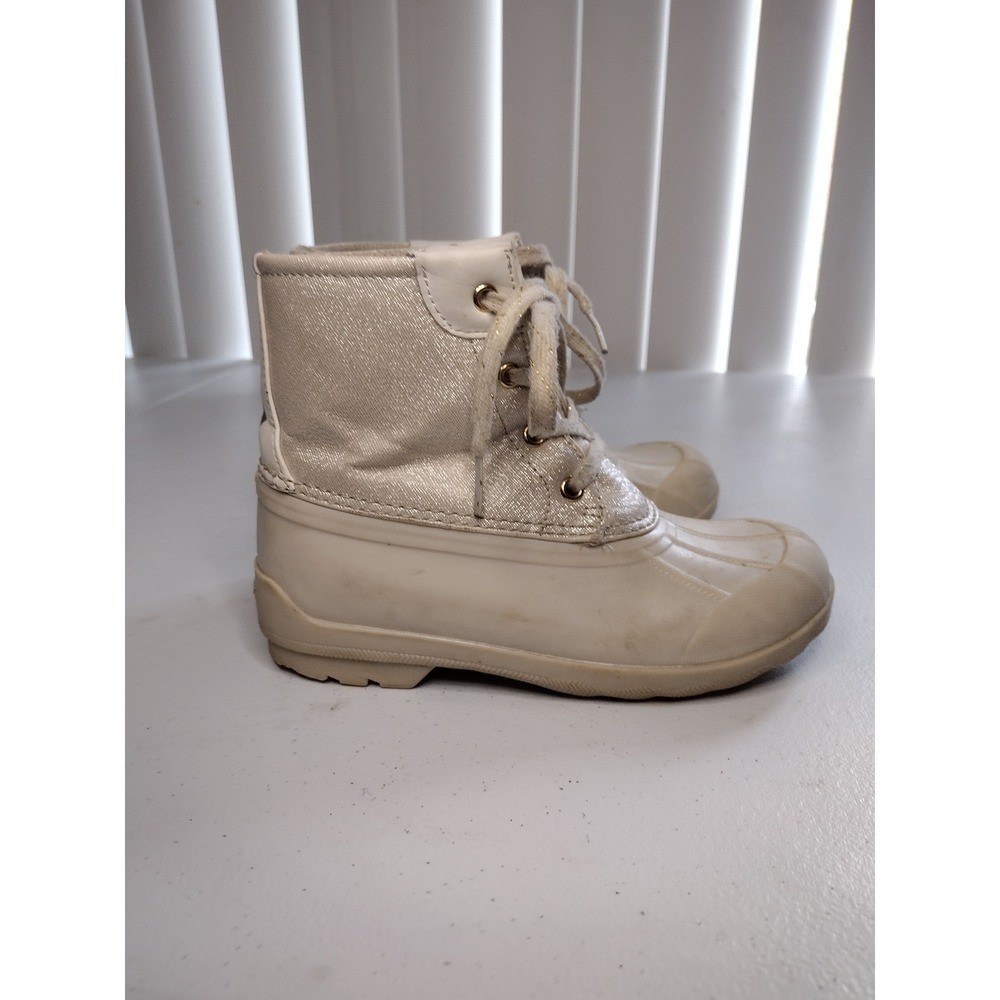 Sperry Top Sider Kids Boots Beige Glitter Waterproof Duck Boots Size 1