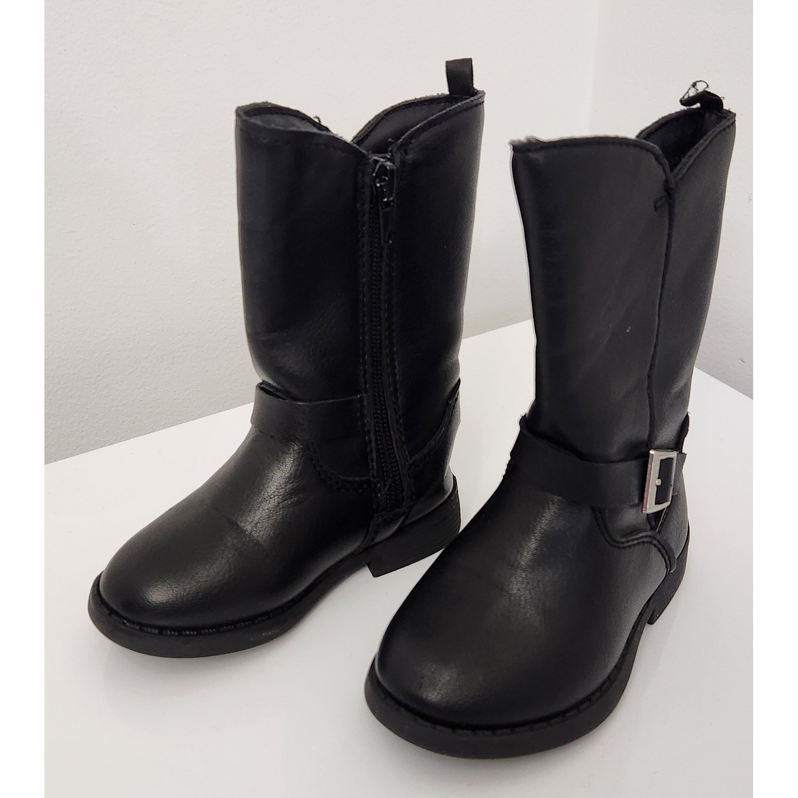 OshKosh Black Faux Leather Side Zip Fashion Riding boots shoes Toddler Size 5