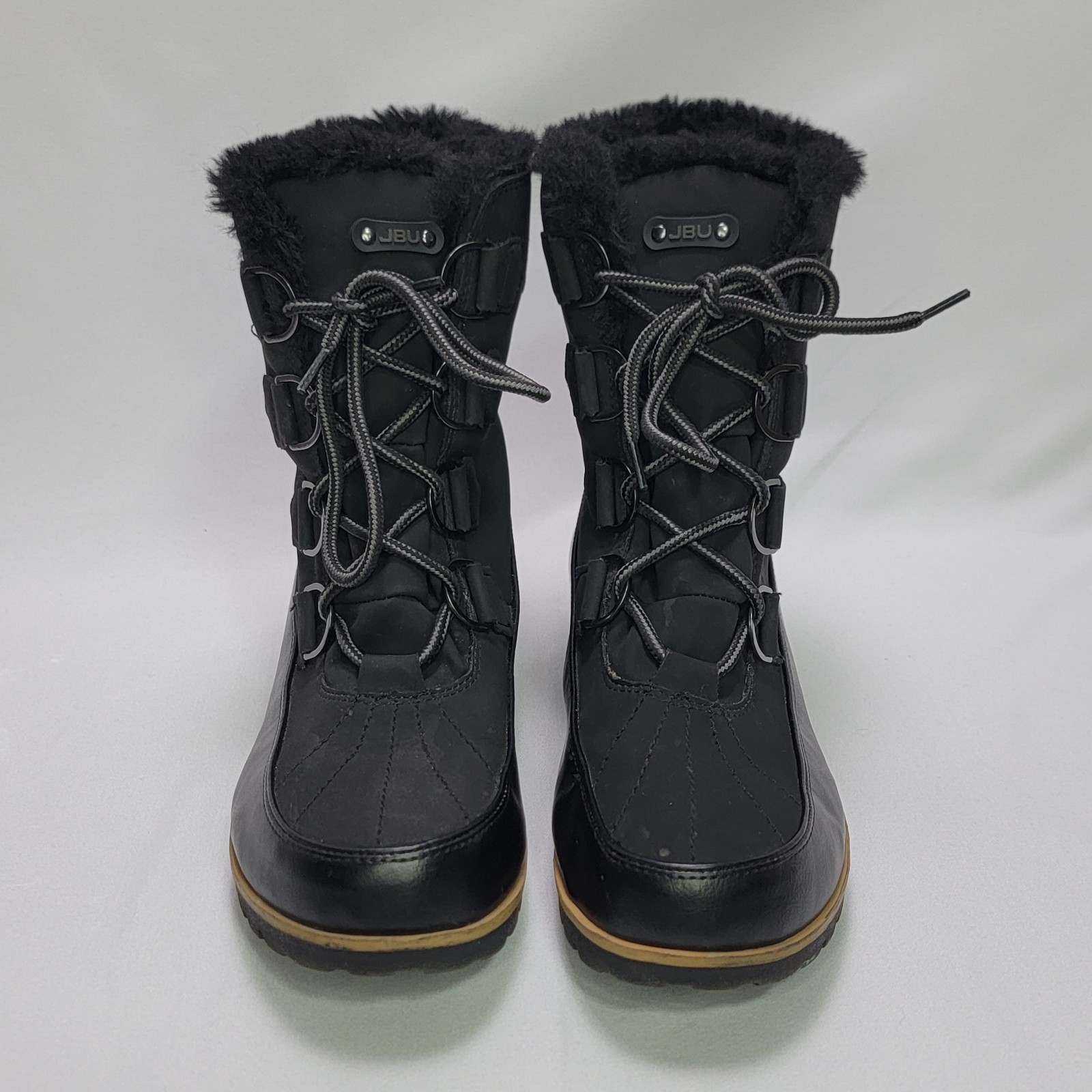 JBU Maldine Women’s Winter Boots Size 10M Black Faux Fur Lined Lace Up Cold Snow
