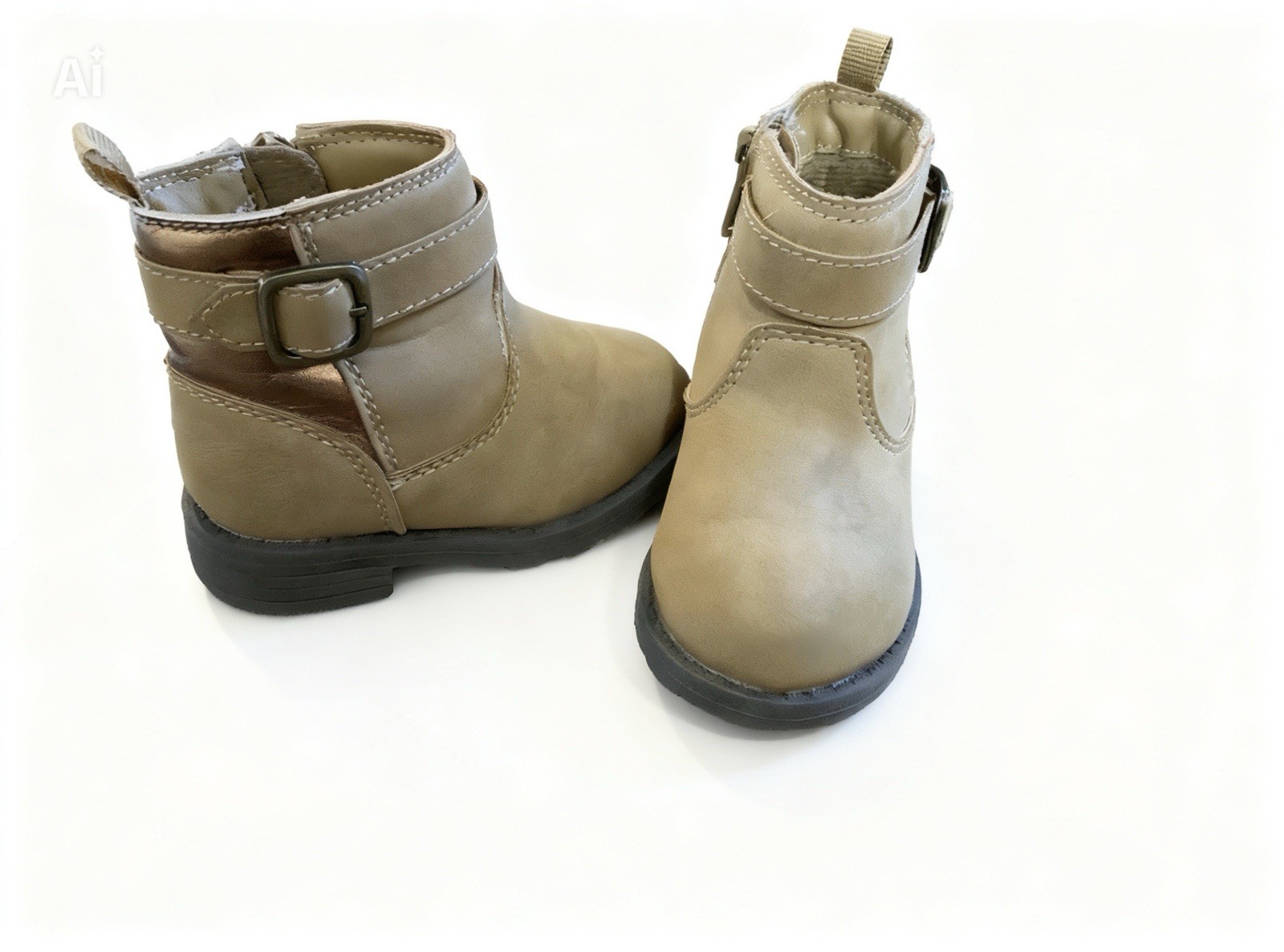 Carters Size 4 Girls Boots Zip Up Brown Tan & Gold – EUC