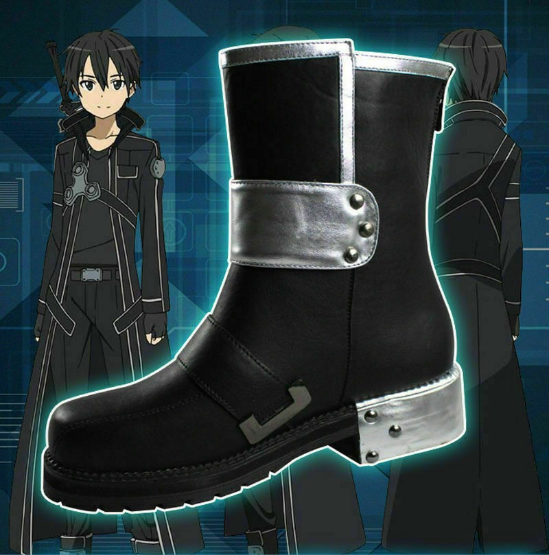 Sword Art Online SAO Kazuto Kirigaya Kirito Cosplay Shoes Men Women Boots Prop