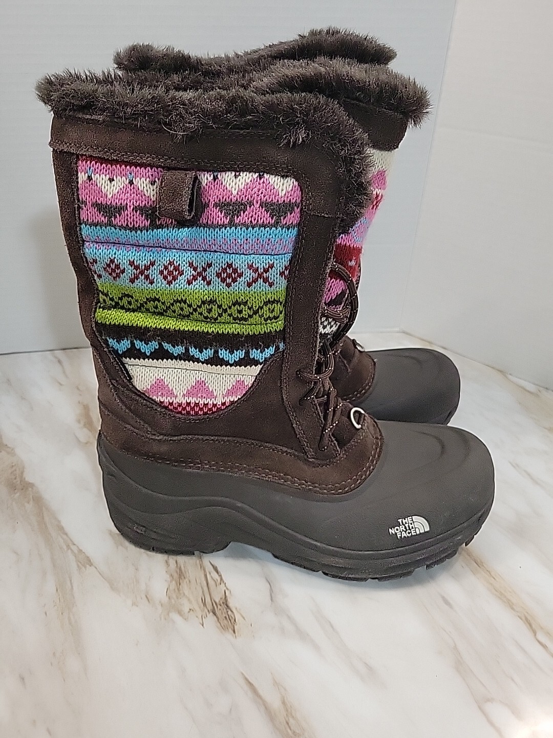 The North Face Shellista faux fur heat seeker women boots Girls Size 7.0