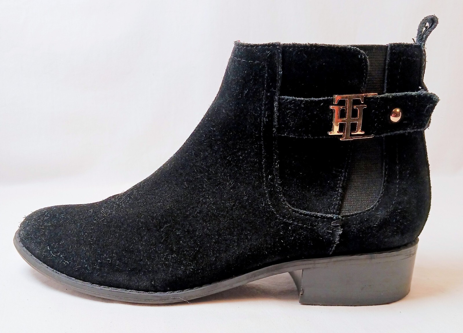 Tommy Hilfiger Bonne Sz 7 Logo Buckle Suede Ankle Boots Irsela3 Womens