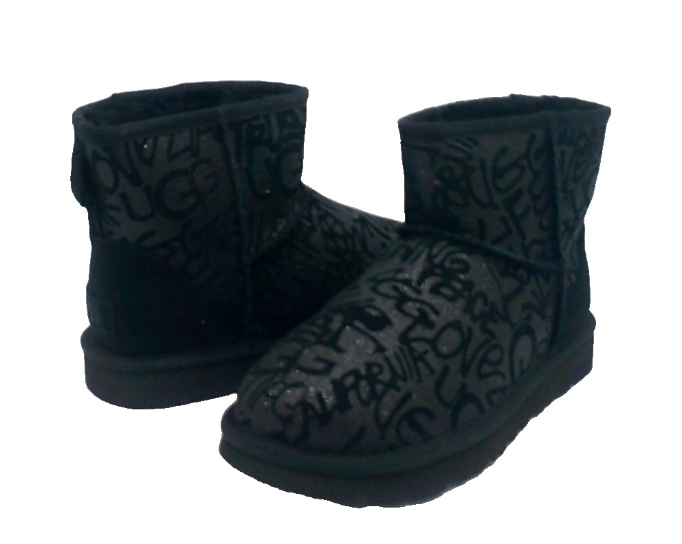 UGG CLASSIC NINI SPARKLE GRAFFITI WOMEN BOOTS BLACK US 7 /UK 5 /EU 38 /JP 24